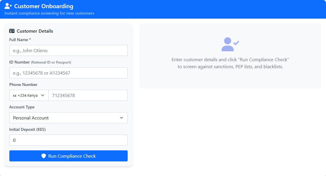 Hakikisha customer onboarding compliance check
